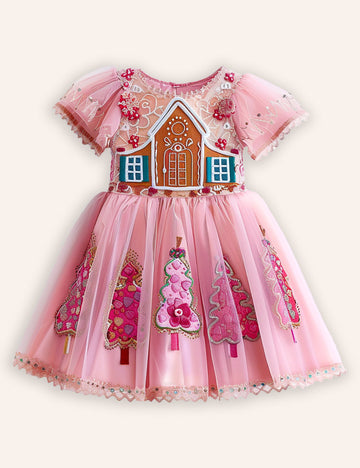 Clearance Sale - Gingerbread Applique Tylle Dress